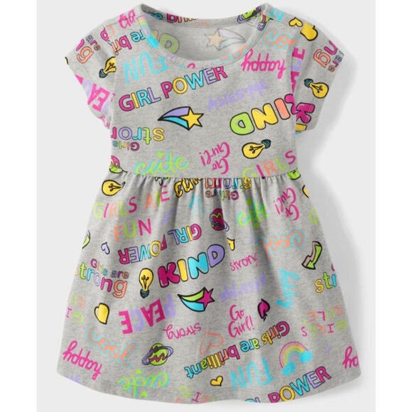 The Children's Place Grey Toddler Rainbow Girl Power Everyday Dress | 18-24mos - Picture 1 of 7